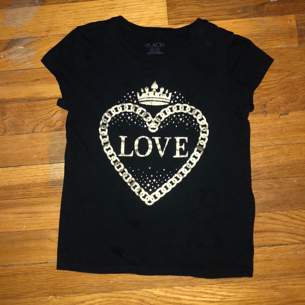 Black/gold (girls medium 7-8) tee shirt